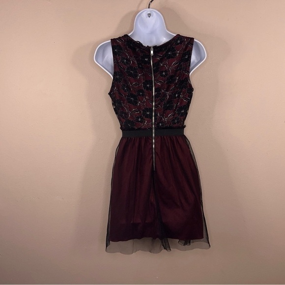 SIZE 5 VINTAGE 90s BLACK RED EVENT DRESS FORMAL JUNIORS STRETCH TULLE GOTH - Picture 3 of 13